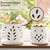 Thriving Thicket Set of 2 White Beige Vintage Owl and Leaves 4.5 + 6 Inch Orchid Pots with Holes, Premium Stoneware Ceramic Orchid Planters for Repotting with Drainage Holes