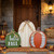 DECSPAS Fall Decorations for Home & Outdoor, 24" White Pumpkin Wood Porch Standing Decor - 3 Pack Red, White, Green Pumpkins for Front Door, Garden, Patio, Thanksgiving