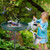 TUSPEU Bird Bath for Outside, 40 Inch Metal Garden BirdBath, Green