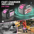 Leaf Blower Cordless, 21V 500CFM 2x3.0Ah Batteries, 6 Speed Modes, Pink