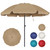 Blissun 6.5ft Patio Umbrella with Push Button Tilt & Height Adjustable, UV50+ Sun Protection with Sturdy Fiberglass Ribs & Iron Pole, Market Umbrella for Outdoor Table Garden Backyard Beach, Tan