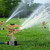 Biswing 2 Pack Impact Sprinklers on Metal Step Spike, Heavy Duty Zinc Alloy Lawn Sprinkler Head on Spike Base, Adjustable 360 Degree Watering Sprinkler for Large Area Grass Garden Irrigation