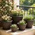 4 Pack 12 Inch Pots for Plants, Plastic Flower Pots with Faux-fence Texture
