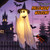 Halloween Ghost Decor, 60 inch, with Witch Hat and Broom, 8 Lighting Modes