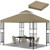 10x10 FT Gazebo Replacement Top, Canopy Replacement Cover Double Tiered for Outdoor BBQ Roof Cover Grill Shelter (Khaki)