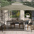 10x10 FT Gazebo Replacement Top, Canopy Replacement Cover Double Tiered for Outdoor BBQ Roof Cover Grill Shelter (Khaki)