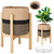 Sunnychicc Plant Basket with Stand,10 Inch,Black and Beige Stripes
