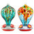 LaElvish Garden 2 Packs Hummingbird Feeder for Outdoors Hanging Ant and Bee Proof, 32OZ & 34OZ, Hand Blown Glass Hummingbird Feeders for Outside, Blue & Teal