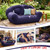 Novabright Inflatable Couch, Flocked Surface, Twin Size, Large, Navy Blue