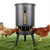 KOL 50LB Metal Chicken Feeder - Anti-Waste Design, 16 Ports, Black