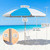 CAMPHILL 8FT Beach Umbrellas for Sand,Portable Outdoor Windproof Sun Umbrella with Push Button Tilt and Air Vent,UPF 50+ PU Coating for Patio Garden Pool Backyard,Blue Stripes