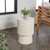 JONATHAN Y Louisa Outdoor Accent Table 19" Fluted Polyresin, Cream Terrazzo