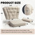 CRAURU Wingback Rocking Chair Cushion with Neck Pillow High-Density Foam Indoor Rocker Pads with Non-Slip Bottom, Tufted Shredded Foam Back Cushion with Ties, Beige