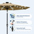 VORTEXTOVE 10FT Solar LED Patio Umbrella with Tilt & Crank