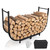 Firewood Rack Outdoor w Thicken Cover, 40 Inch Indoor Large Firewood Rack-Stable Curved Firewood Storage Heavy Duty & Rustproof Metal Log Holder w Hook for X-mas Decoration or Tools Nearby Fireplace