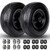 4.10/3.50-4" Tire and Wheel, 10" Solid Tire, 5/8" Bearing with 3/4" & 1/2" Extra Bearings, 4.10/3.50-4 Flat Free Wheels, 2.2" Offset Hub for Hand Truck Garden Wagon Cart Trolley Dolly - 2 Pack