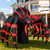COMIN 7FT Halloween Inflatables Red Stripe Spider Yard Decor with LEDs