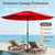 FurniEdge 9FT Patio Umbrella,Outdoor Table Umbrella with Push Button Tilt & Crank,Pool Umbrella with Fade-Resistant Canopy, Heavy-Duty Steel Frame, Vented Top, for Deck, Backyard & Market, Dark Red