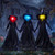 JOYIN Halloween Witch Decorations Outdoor Yard Stakes 3 Pack, 4.2 FT Multicolored Light Up Scary Flying Witch with Sound Activation, for Halloween Graveyard Lawn Yard Garden Decorations