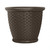Suncast Sonora 22 Inch Plastic Wicker Indoor or Outdoor Decorative Garden Flower Planter for Entryways, Porch, and Backyard Patios, Dark Brown