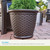 Suncast Sonora 22 Inch Plastic Wicker Indoor or Outdoor Decorative Garden Flower Planter for Entryways, Porch, and Backyard Patios, Dark Brown