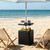 CHENG RONG Outdoor Umbrella Table Tray with Hooks, 16.54" Square Black ABS Plastic, Adjustable, Fits 1.5" Umbrella Pole for Beach, Backyard, Poolside, Garden, Patio