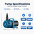 TONGCHANT 100W 1600 GPH Pond Pump for Outdoor Ponds, Fountains & Waterfalls
