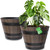 20 Inch Whiskey Barrel Planters 2 Pack, Large Plastic Pots with Wood Design