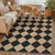 PureCozy 4x6 Black Checkered Washable Area Rug Indoor Outdoor Non Slip