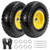 LTNICER 10" Solid Rubber Tires and Yellow Wheels 4.10/3.50-4 (10 x 3.5) Flat Free Tire with 5/8" Bearings,Heavy-Duty Replacement Tire For Gorilla Carts,Wagon,Wheelbarrow,Garden cart(2 Pack)