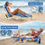 3-in-1 Beach Chair Face Holes, Lounge Chair Outdoor with Folding Side Table, 5-Position Recliner, Lay Flat, Removable Pillow, Heavy Duty, Max 330lbs, Poolside, Patio, Camping, Backyard Striped Blue