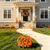 QIANYUN Artificial Fall Mums Yard Stake, 16 Inch Autumn Chrysanthemum Outdoor Decoration, Orange Yellow Mums Flower Garden Decor for Front Porch, Walkway, Lawn and Seasonal Fall Display (Orange)