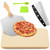 GOFOWRK Pizza Stone 5 PCS Set, 15 x 12" Large Rectangle Pizza Stone Set for Oven and Grill with Metal Pizza Peels & Cutter Rocker, 0.6'' Thickened Stone Pizza Pan, Baking Stone for Pizza, Bread