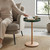 Gesodant Boho Single Leg Round Side Table with Tray Top, Pedestal Drink Table for Small Spaces, Aesthetic Accent Nightstand for Living Room, Bedroom, Corners, and Office (Yellow Leg Leopard)