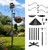 Edrifyah 92 Inch Squirrel Proof Bird Feeder Pole with X shape Base Plate, Heavy Duty 1 Inch Dia Bird House Pole, Adjustable Multi-Hook Bird Feeding Station with Squirrel Baffle, Water Bowl & Mesh Tray