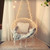 KASHAN Hanging Chair for Bedroom Hammock Chair Swing with Lights and Hardware Kits Holds up to 550Lbs Macrame Swing Chair Hanging Cotton Rope for Patio, Deck, Garden - Cushion Not Included