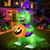 4 Ft Halloween Inflatables Witch Dinosaur Holding Pumpkin Built-in LEDs