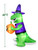 4 Ft Halloween Inflatables Witch Dinosaur Holding Pumpkin Built-in LEDs