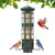 Squirrel Proof Bird Feeder, Chew-Resistant Metal Hanging Bird Feeder for Outdoors Gravity Spring Mechanism, 3 Feeding Ports, 3LB Large Capacity, Weatherproof Design for Wild Birds, Green