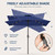 Patio Kingdom 6.5 x 10ft Rectangular Patio Umbrella with Solar Lights, 16 LED Lighted Market Umbrella with Push-Button Tilt and Crank, 6 Sturdy Iron Ribs for Garden, Deck, Pool, Navy Blue