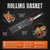 IGNAR Grill Basket Set for Outdoor Grill - Rolling Basket, Fish Basket & Draining Tray with 2 Removable Handles - Stainless Steel BBQ Grilling Accessories for Veggies, Shrimp & Meat