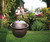 BSTGIFTS Garden Hose Holder Pot with Lid - Hose Storage Pot with Copper Finish and Hammered Accent - Stell Water Hose Container, Water Hose Hider Outdoor or Indoor Use