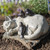 LC LCdecohome Sleeping Cat Garden Statues Outdoor - 12" Sparrows On Cat Figurine Memorial Statue Grave Markers Garden Resin Statues for Outdoor Decor Outdoor Statue Resin 12" x 8" x 4.5"