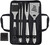grilljoy 8PCS BBQ Grill Tools Set with Extra Thick Stainless Steel Spatula, Fork, Tongs & Cleaning Brush - Complete Barbecue Accessories Kit with Portable Bag - Perfect Grill Gifts for Father's Day