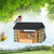 Gbekery Wooden Bird Feeder with Double Suet Metal Cage for Outdoors Hanging