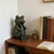 ResinHaven 10" H Meditation Frog Lawn & Garden Statue, Verdigris Green