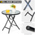 GIANTEX Round Folding Side Table, Patio Table w/Tempered Glass Tabletop