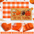 TIKIRUGI 2 Pcs Fall Football Doormat, Layered Pumpkin Welcome Mat with Orange White Buffalo Plaid Mat, Tis The Season Autumn Maple Leaves Front Door Mats, Non Slip Seasonal Porch Decor for Entrance