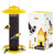 iBorn Finch Feeders for Outside,Thistle Bird Feeders for Outdoors Hanging,Nyjer Seed Feeder,Metal Mesh Tube Bird Feeder 13.5 Inch with 17cm Weatherproof Large Roof and Tray,2.2 LB Capacity,Yellow