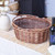 JJSQ Wicker Picnic Basket with Folding Handles Wicker Hand Woven Baskets for Storage, Garden Harvest, Easter, Empty Gift Basket, Brown, Large 17" x 13" x 7"